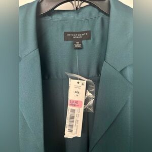 Investments Woman - Plus Size 1X Deep Teal Long Sleeve Blouse